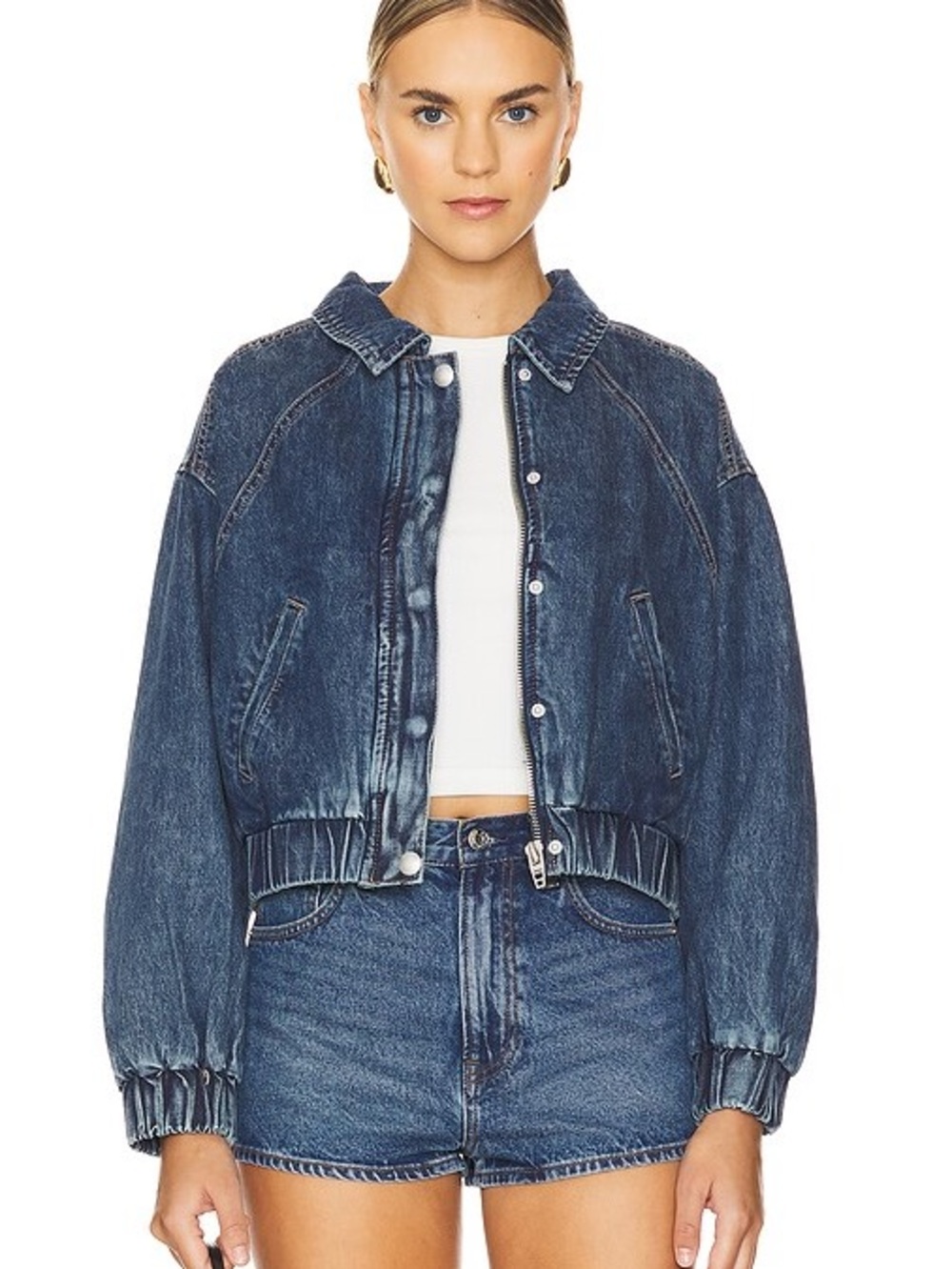 Denim Bomber Jacket in Off Stage
BLANKNYC
